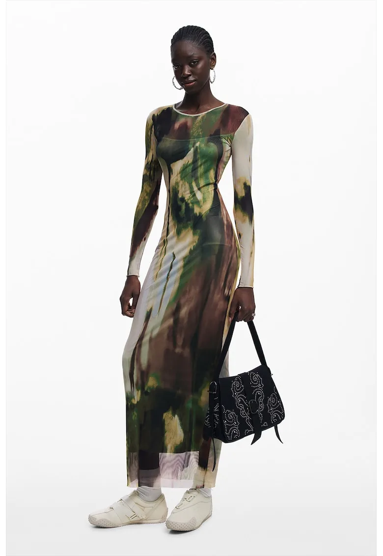 Rochie lunga semitransparenta cu model