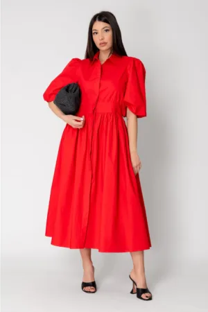 Rochie lunga tip camasa Red 15534