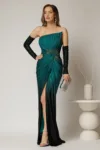 Rochie lunga verde de seara in degrade din lycra