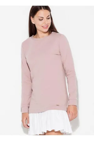 Rochie maneca lunga - volan - bumbac - alb