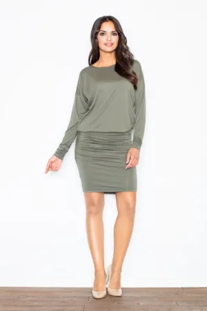 Rochie maneci lungi - verde - viscoza