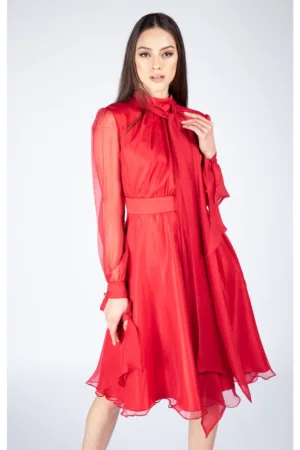 Rochie matase cu esarfe