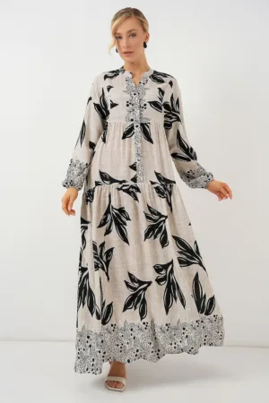 Rochie maxi  BDART - decolteu in V - captusita - textil - gri