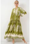Rochie maxi HiCCUP BDART - decolteu in V - captusita - textil - verde padure