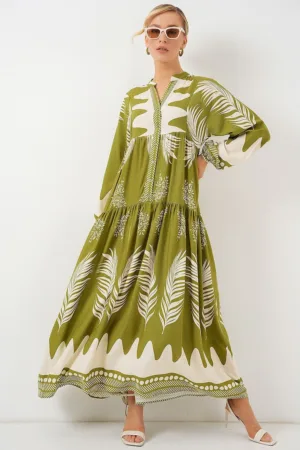 Rochie maxi HiCCUP BDART - decolteu in V - captusita - textil - verde padure