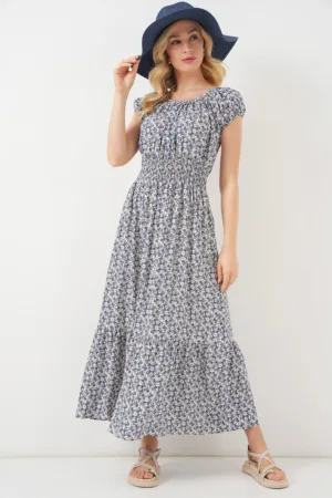 Rochie maxi HiCCUP BDART - imprimeu floral - albastru marin - textil