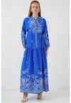 Rochie maxi -  BDART - inchidere cu nasturi - textil - albastru indigo