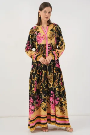 Rochie maxi - HiCCUP BDART - inchidere cu nasturi - textil - galben