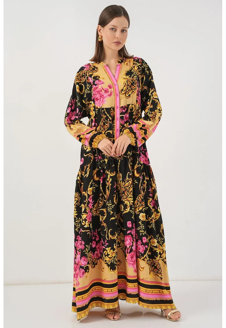 Rochie maxi - HiCCUP BDART - inchidere cu nasturi - textil - galben