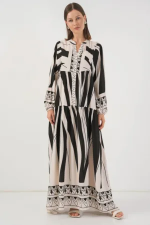 Rochie maxi - HiCCUP BDART - inchidere cu nasturi - textil - gri carbune