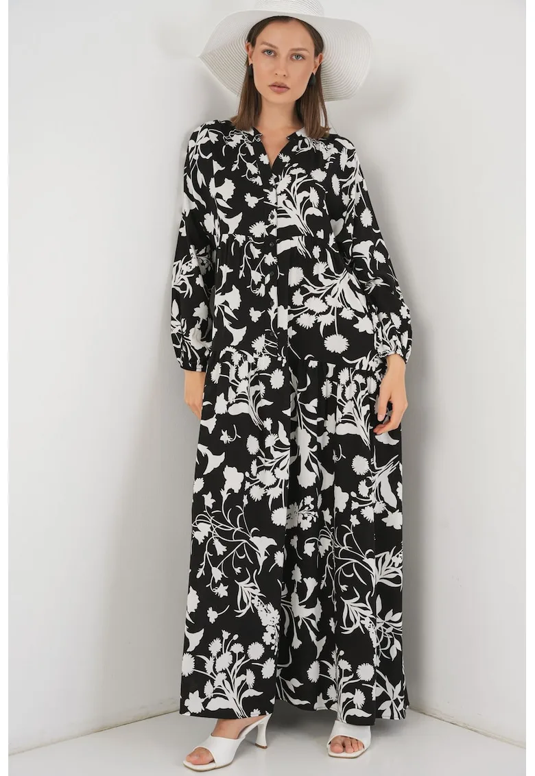 Rochie maxi - HiCCUP BDART - inchidere cu nasturi - textil - gri inchis