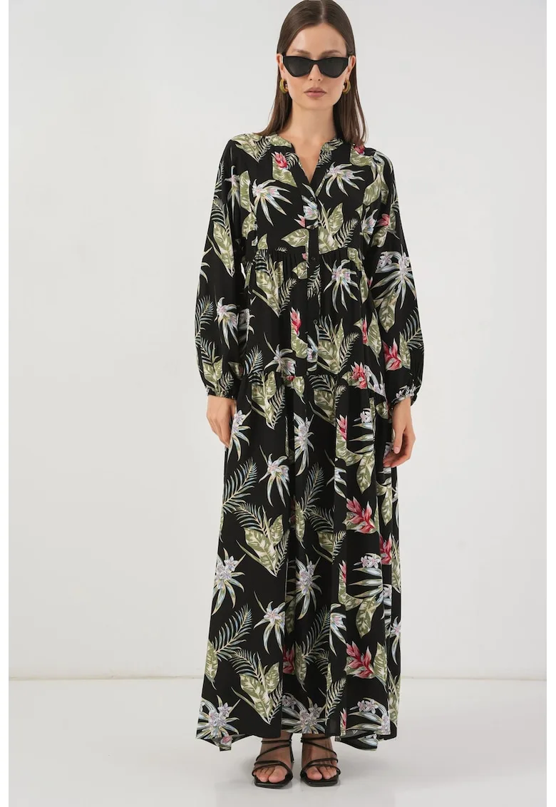 Rochie maxi - BDART - inchidere cu nasturi - textil - multicolor