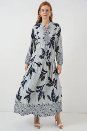 Rochie maxi - HiCCUP BDART - inchidere cu nasturi - textil - verde