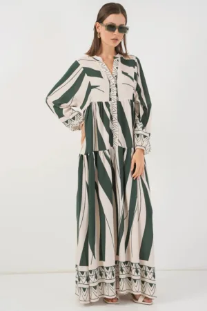 Rochie maxi -  BDART - inchidere cu nasturi - textil - verde inchis