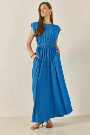 Rochie maxi  Bianco Lucci - albastru - bumbac