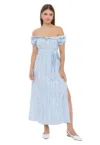 Rochie maxi -  Dungi - Albastru - Bumbac/Poliester