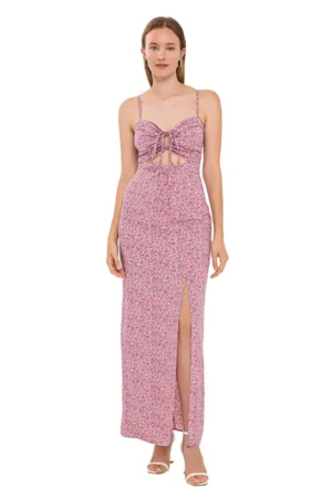 Rochie maxi -  Floral - Roz - Viscoza