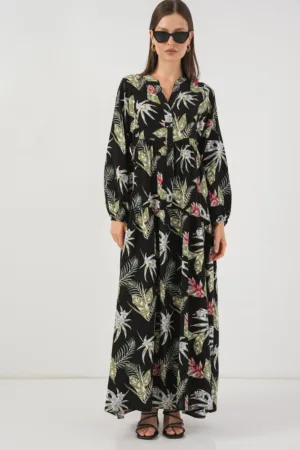 Rochie maxi - HiCCUP BDART - inchidere cu nasturi - textil - multicolor