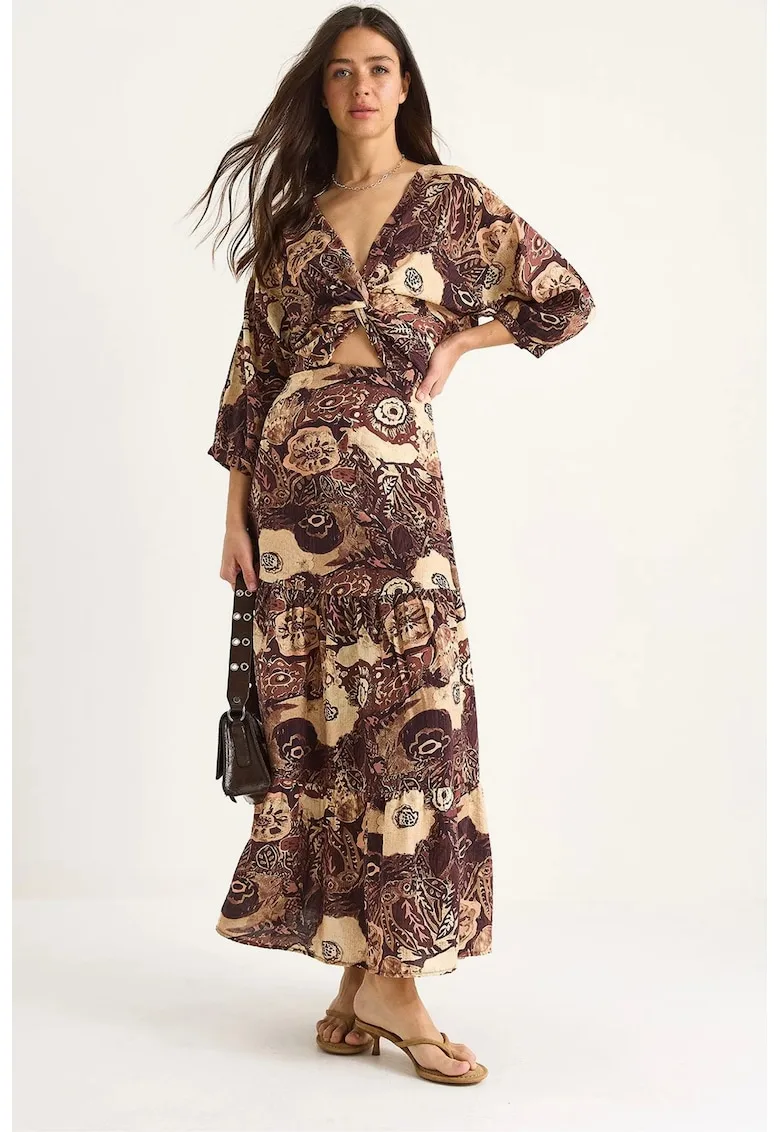 Rochie maxi - HiCCUP - imprimeu etnic - decolteu in V - multicolor - textil
