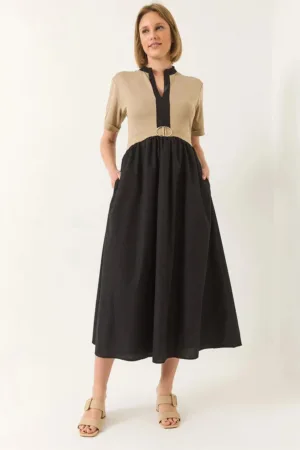 Rochie maxi -  LUCCI - decolteu in V - multicolor - textil