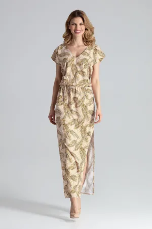 Rochie maxi M668 - bej - poliester 95% - elastan 5%