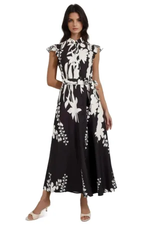 Rochie maxi - Negru/Alb - Textil