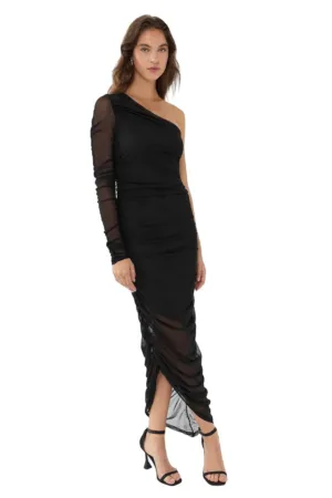 Rochie maxi slim fit cu un umar gol