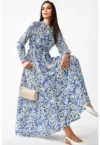 Rochie maxi -  albastru - material textil