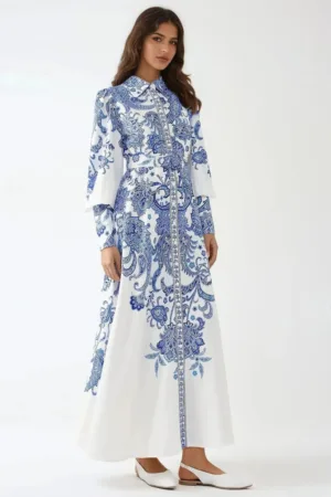 Rochie maxi -  albastru - textil