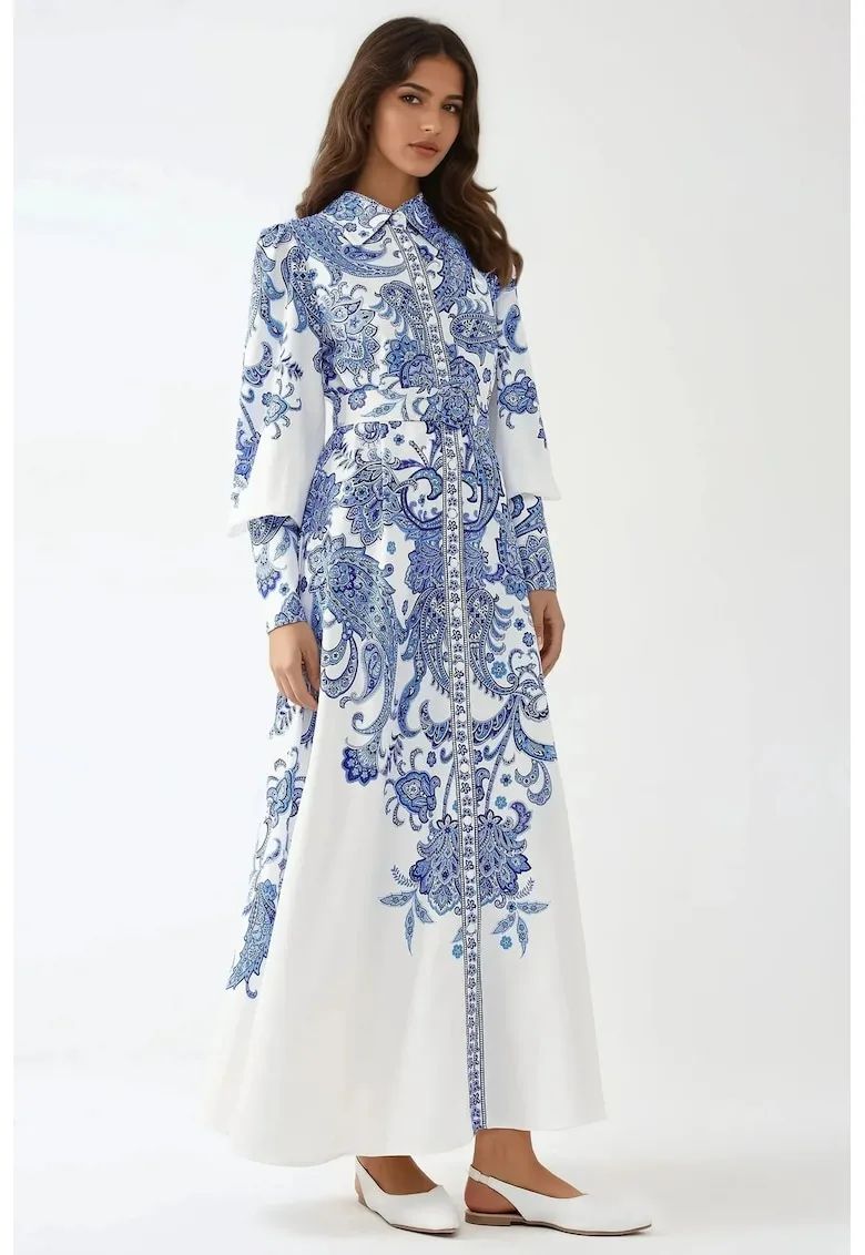 Rochie maxi - albastru - textil