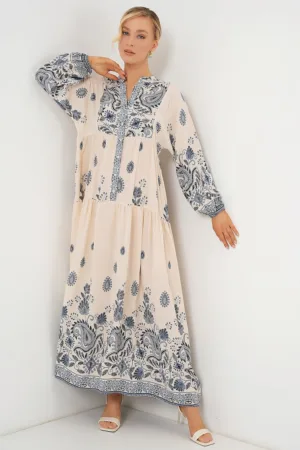 Rochie maxi - bleumarin/bej