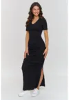 Rochie maxi bodycon cu decolteu in V