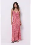 Rochie maxi cu bretele inguste si dungi