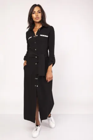 Rochie maxi cu capse si buzunare decorative