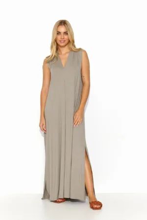 Rochie maxi cu crapaturi laterale
