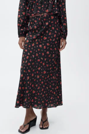Rochie maxi cu croiala dreapta si model floral
