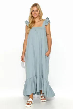 Rochie maxi - cu croiala lejera si volane