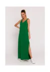 Rochie dama - maxi cu decolteu adanc in spate - Poliester - Verde