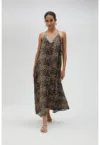 Rochie maxi cu decolteu in V si animal print