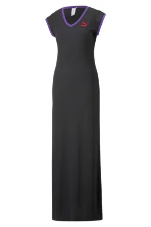Rochie maxi cu detalii contrastante