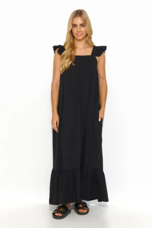Rochie maxi cu garnituri cu volane