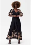 Rochie maxi cu imprimeu floral si decolteu in V