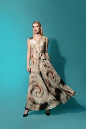Rochie maxi cu imprimeu tie-dye