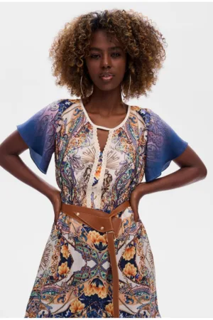 Rochie maxi cu imprimeuri variate Xennia