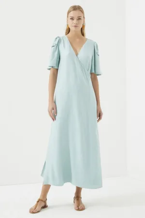 Rochie maxi cu maneci fluture