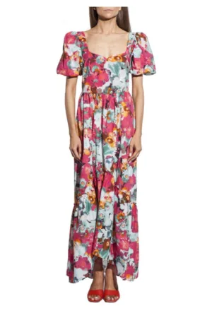 Rochie maxi cu model abstract -