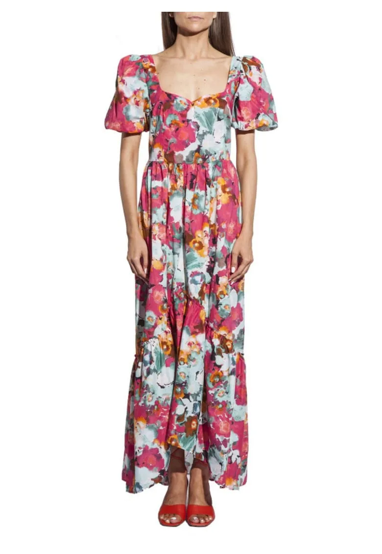 Rochie maxi cu model abstract -