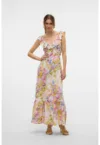 Rochie maxi cu model floral si decupaj pe partea din spate