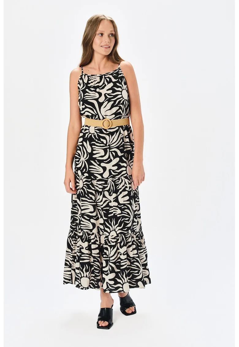 Rochie maxi cu model si terminatie cu volane