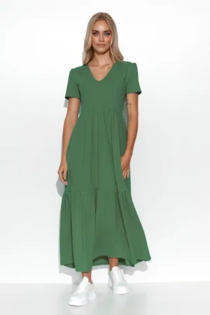 Rochie maxi cu talie inalta si decolteu in V